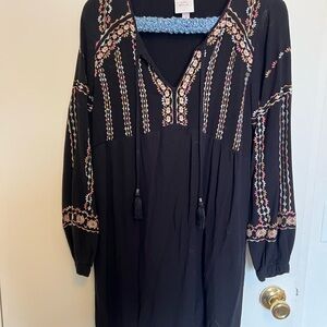 Knox Rose Black Dress with Pink Embroidery